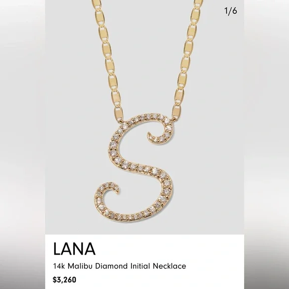 💎NWT LANA MALIBU INITIAL NECKLACE “M” 14 K GOLD & DIAMOND - Picture 6 of 17